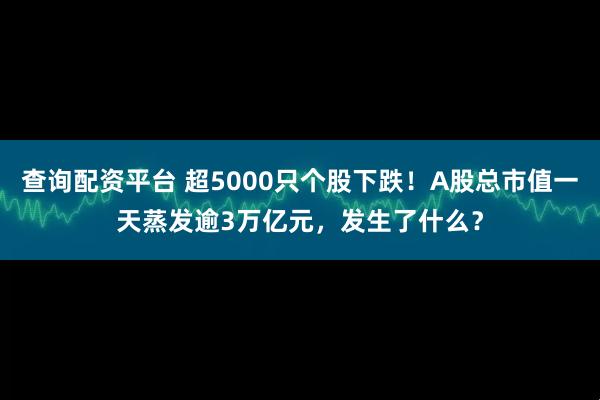 查询配资平台 超5000只个股下跌！A股总市值一天蒸发逾3万亿元，发生了什么？